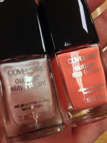 Cover Girl outlast nail gloss in colour 120 (left) and colour 240 (right)