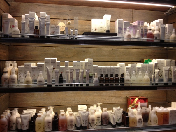 Jurlique's product range in the reception area.
